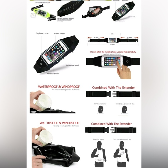 Red Outdoor Running Waist Belt Sports Waist Band Bags For Mobile Phone - Picture 5 of 8